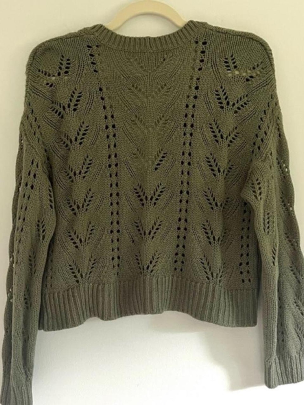 American Eagle Outfitters Olive Green Knit Cropped Cardigan - Picture 4 of 10